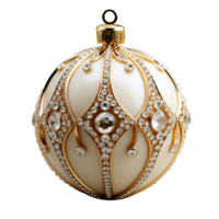 3d Luxus Weiß Weihnachten Ball dekoriert mit Gold png