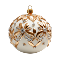 3d Luxus Weiß Weihnachten Ball dekoriert mit Gold png