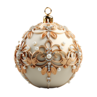 3d luxury White Christmas ball decorated with gold png