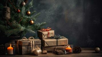 Navidad un festivo cuento de amor y donación, ai generado foto