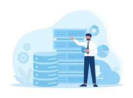 Web hosting, online database storage technology concept flat illustration vector