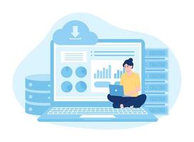 Web hosting, online database storage technology concept flat illustration vector