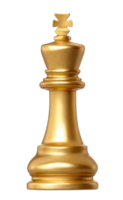 Golden King chess piece isolated on transparent background. 3D AI generative png