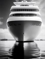 superyacht in the water, white and black color illustration photo