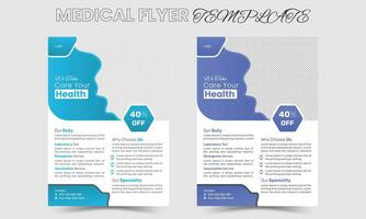 médico cuidado de la salud cubrir a4 modelo diseño y plano íconos para un reporte y médico folleto diseño, volantes, folletos decoración para impresión vector Pro vector