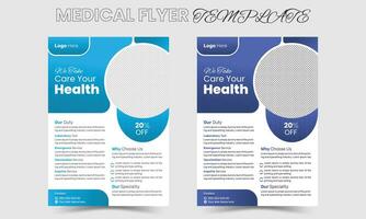 Medical health care and pharmacy presentation corporate a4 flyer poster template designs Pro Vector