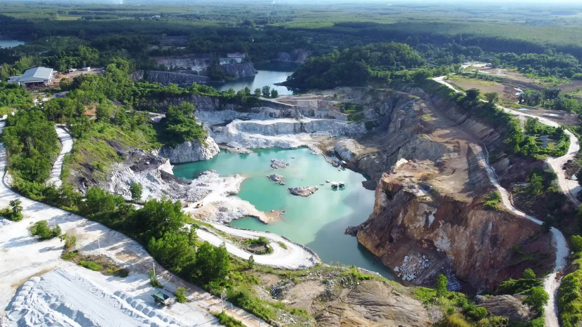 Large pit gypsum mine in gypsum mining, mining industry concept