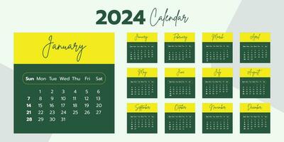 Calendar Template Design For 2024 vector