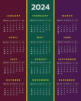 Calendar Template Design For 2024 vector