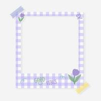 Adorable Polaroid Frame on sticky tape, Tulip good vibes photo frame vector