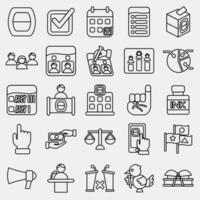 Icon set of general election. Indonesian general election elements. Icons in line style. Good for prints, posters, infographics, etc. vector