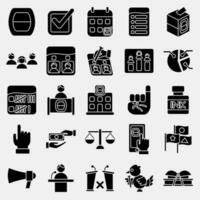 Icon set of general election. Indonesian general election elements. Icons in glyph style. Good for prints, posters, infographics, etc. vector