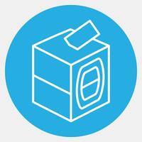 Icon ballot box. Indonesian general election elements. Icons in blue round style. Good for prints, posters, infographics, etc. vector