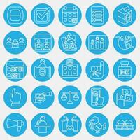 Icon set of general election. Indonesian general election elements. Icons in blue round style. Good for prints, posters, infographics, etc. vector