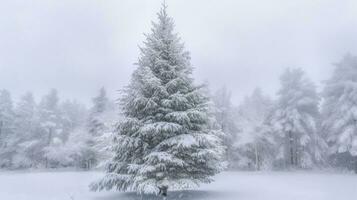 Navidad día, Navidad árbol con nieve. generar ai foto