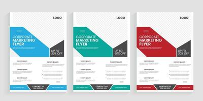 Print new style company best flier, abstract shape blue, red, and yellow colour flyer leaflet design vector