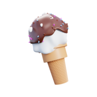 3d chocolate nozes gelo creme cone 3d ilustração ou 3d cone chocolate gelo creme ícone isolado png