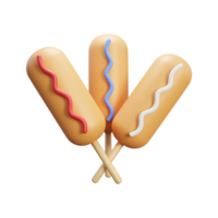 3d render of corn dog food icon or 3d corn dog food icon illustration png