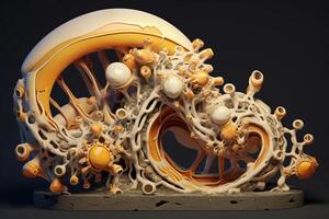 3D Render Surreal Abstract Nature and Geometry Fusion Sculpture photo