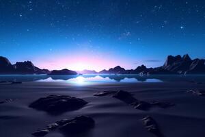 3D Render Midnight Beachscape photo