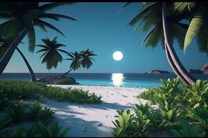 3D Render Midnight Beachscape photo