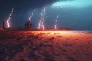 3D Render Stormy Beachscape photo