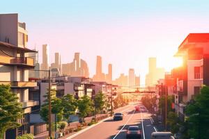 3D Render Summer City Background photo