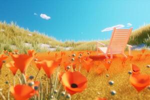 3D Render Summer Theme Landscape Background Generative AI photo