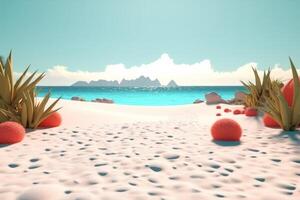 3D Render Summer Beachscape Generative AI photo