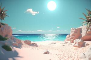 3D Render Summer Beachscape Generative AI photo