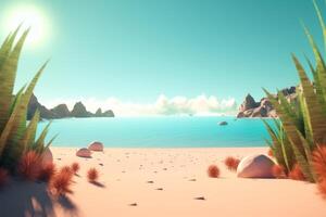 3D Render Summer Beachscape Generative AI photo