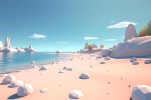 3D Render Summer Beachscape Generative AI photo