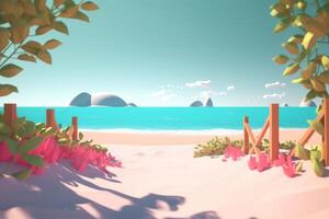 3D Render Summer Beachscape photo