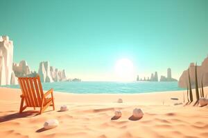 3D Render Summer Beachscape photo