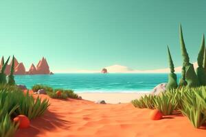 3D Render Summer Beachscape photo
