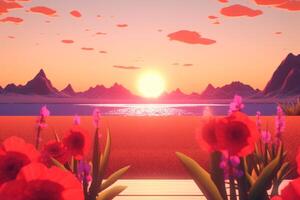 3D Render Summer Beachscape photo