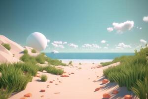 3D Render Summer Beachscape photo