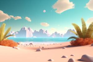 3D Render Summer Beachscape photo