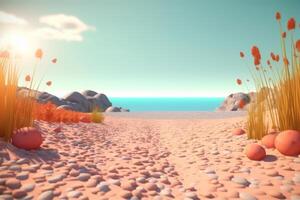 3D Render Summer Beachscape photo