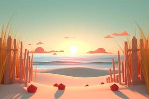 3D Render Summer Beachscape photo