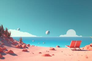 3D Render Summer Beachscape photo