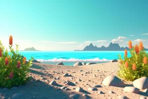 3D Render Summer Beachscape photo