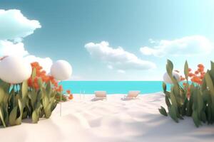 3D Render Summer Beachscape photo