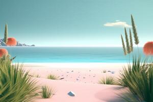 3D Render Summer Beachscape Generative AI photo