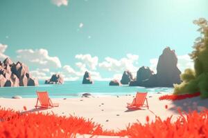 3D Render Summer Beachscape photo