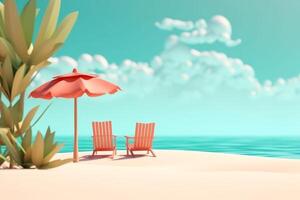 3D Render Summer Beachscape Generative AI photo