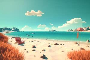 3D Render Summer Beachscape photo