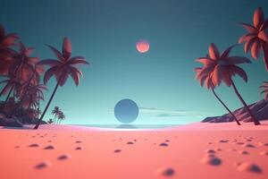3D Render Twilight Beachscape photo