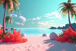 3D Render Beachscape Background Generative AI photo