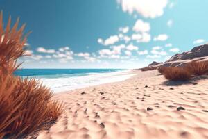 3D Render Beachscape Background Generative AI photo